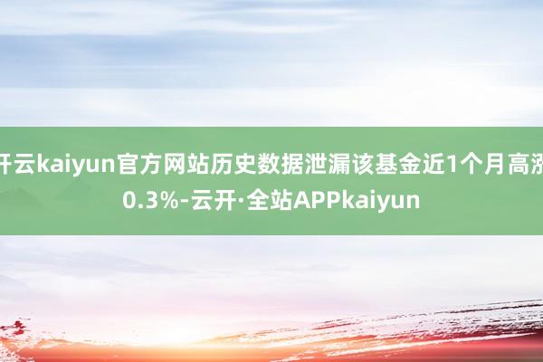 开云kaiyun官方网站历史数据泄漏该基金近1个月高涨0.3%-云开·全站APPkaiyun