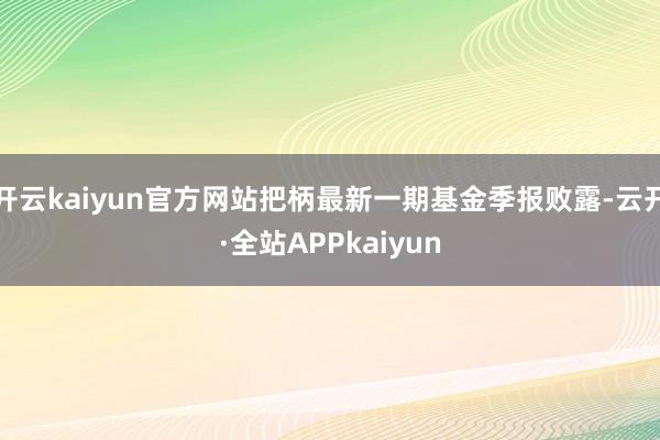 开云kaiyun官方网站把柄最新一期基金季报败露-云开·全站APPkaiyun